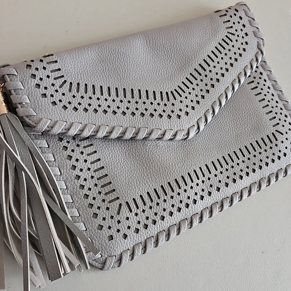 Moda LUXE Gray Clutch With Tassle - Picture 16 of 16